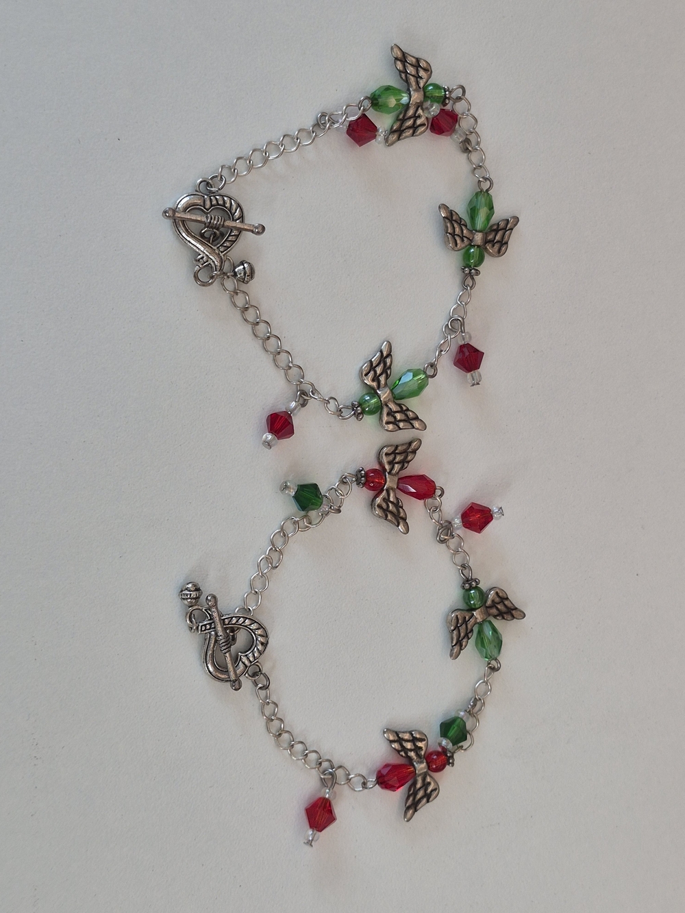 Pair of 2 Best Friend Angel Heart Toggle Friendship Btacelets
